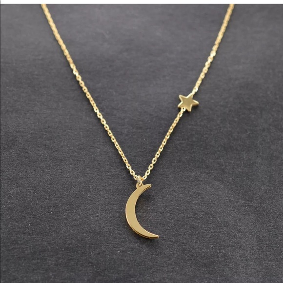 {LAUREL} dainty gold Crescent Moon Star Necklace - Picture 3 of 5
